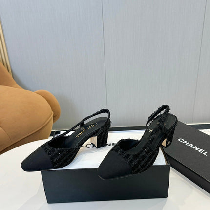 CC SLINGBACK 25S 65 MM IN BLACK TWEED MIX SEQUINS