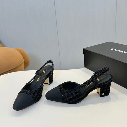 CC SLINGBACK 25S 65 MM IN BLACK TWEED MIX SEQUINS