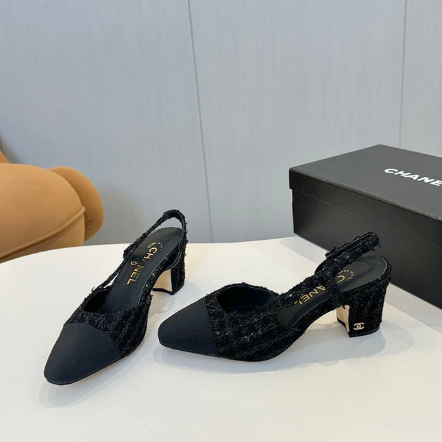 CC SLINGBACK 25S 65 MM IN BLACK TWEED MIX SEQUINS