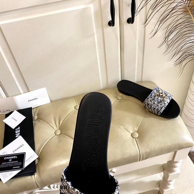 SLIPPERS IN MULTICOLOR TWEED MULE