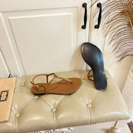 GG SIGNORINA THONG SANDALS IN BRONZE BROWN SHEEPSKIN