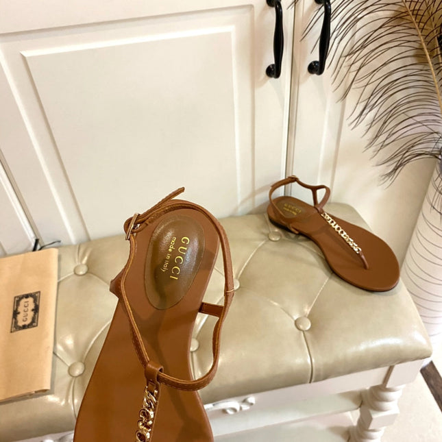 GG SIGNORINA THONG SANDALS IN BRONZE BROWN SHEEPSKIN