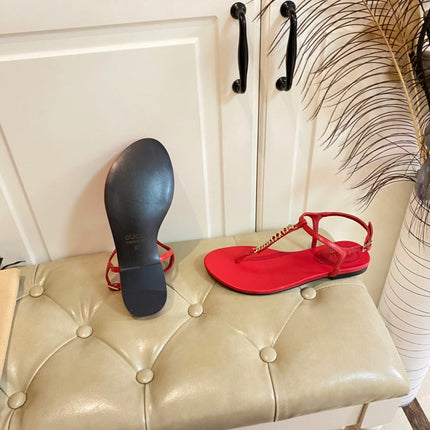 GG SIGNORINA THONG SANDALS IN RED SHEEPSKIN