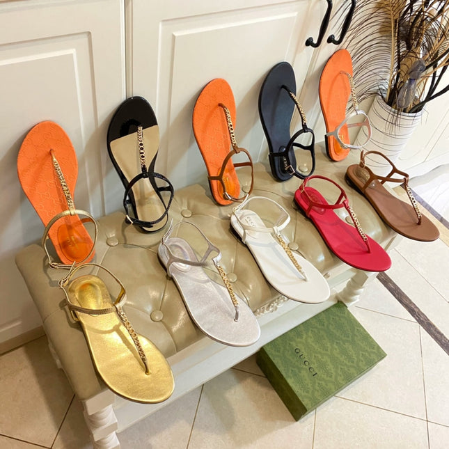 GG SIGNORINA THONG SANDALS IN RED SHEEPSKIN