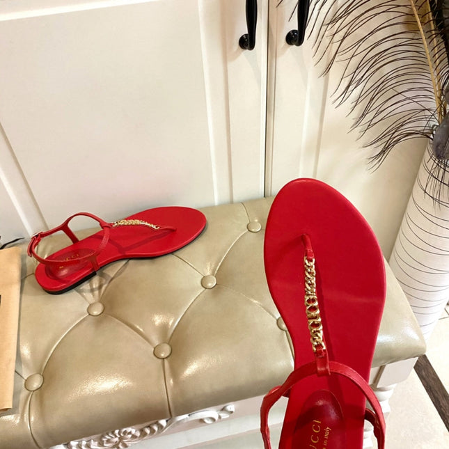 GG SIGNORINA THONG SANDALS IN RED SHEEPSKIN