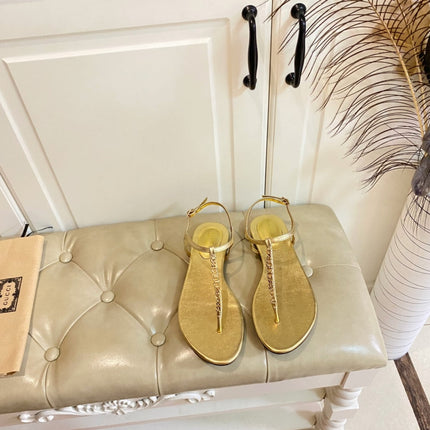 GG SIGNORINA THONG SANDALS IN GOLD SHEEPSKIN
