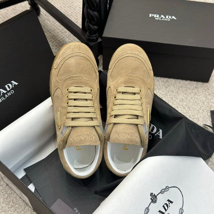 PRADA 25S SNEAKERS 20MM IN WARM BEIGE SUEDE