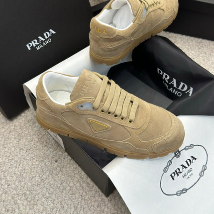 PRADA 25S SNEAKERS 20MM IN WARM BEIGE SUEDE