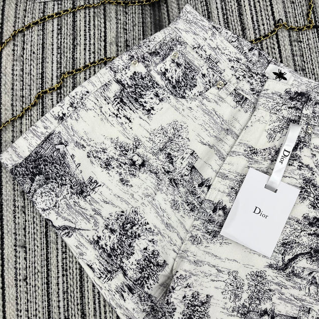 Dior 25C Short Toile de Jouy Scotland Pattern 228386