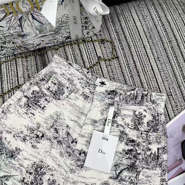 Dior 25C Short Toile de Jouy Scotland Pattern 228386