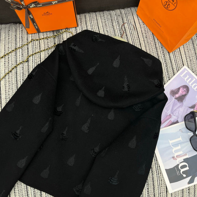 HERMES 25S REVERSIBLE SHORT CASHMERE HOODED COAT 013