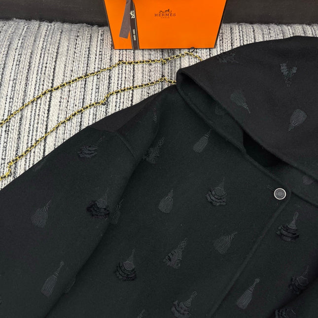 HERMES 25S REVERSIBLE SHORT CASHMERE HOODED COAT 013
