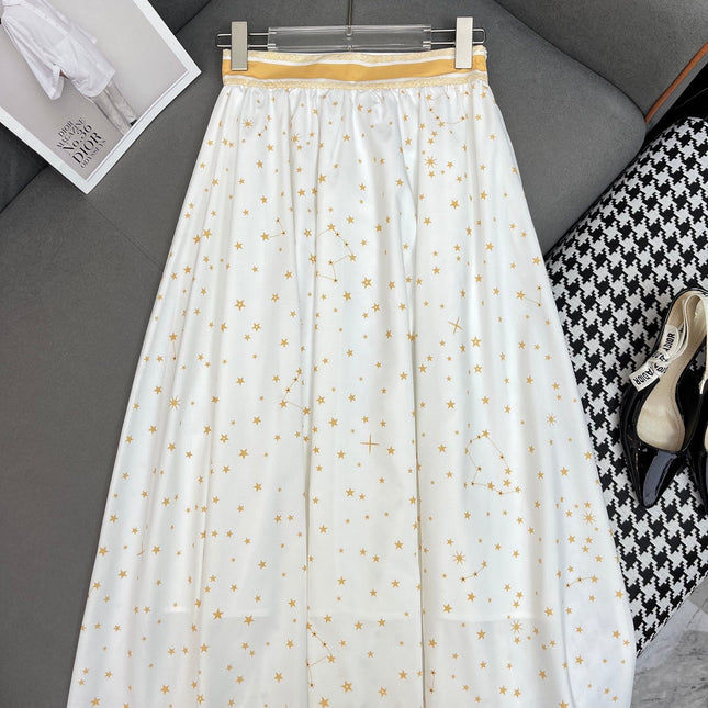 WHITE FLARED SKIRT WITH PRINT