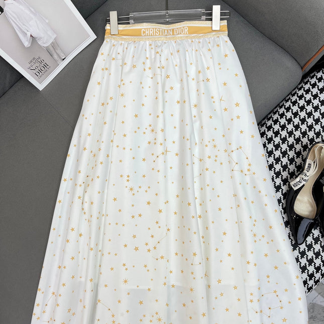 WHITE FLARED SKIRT WITH PRINT