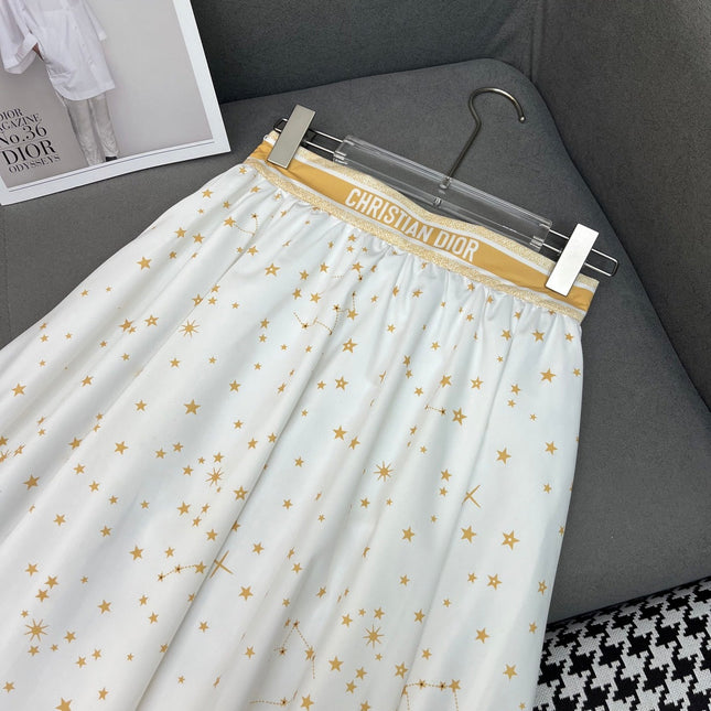 WHITE FLARED SKIRT WITH PRINT