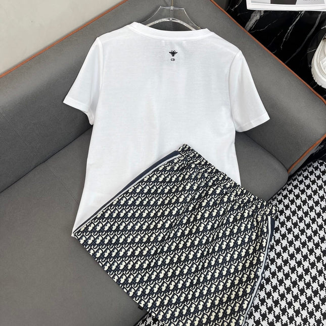Dior 25C Embroidered T-shirt mix Skirt Dior Monagram 228675