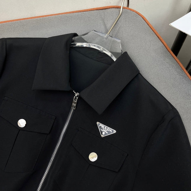 SHIRT DRESS WITH ZIP-UP COLLAR AND BELT