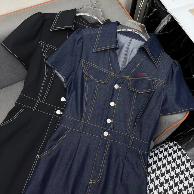 LONG SHIRT DRESS IN PAPER DENIM