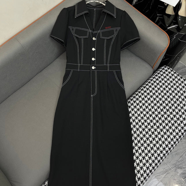 LONG SHIRT DRESS IN PAPER DENIM