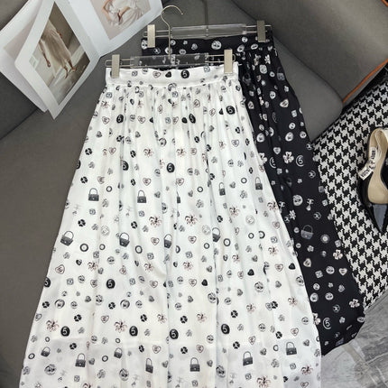 FLARED SKIRT WITH SIGNATURE BRAND PRINT