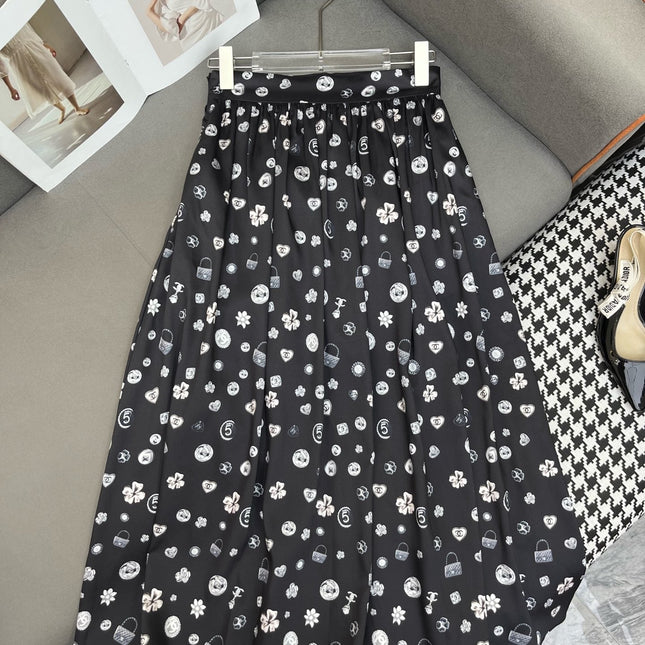 FLARED SKIRT WITH SIGNATURE BRAND PRINT