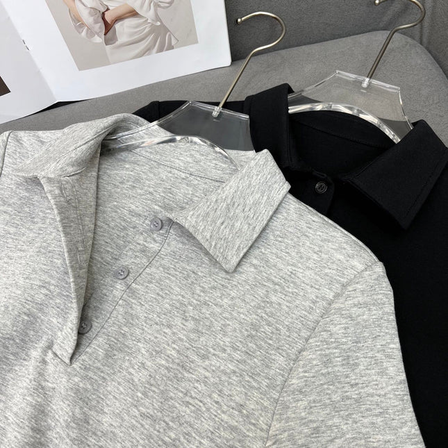 FITTED POLO SHIRT WITH PLEATED WAIST