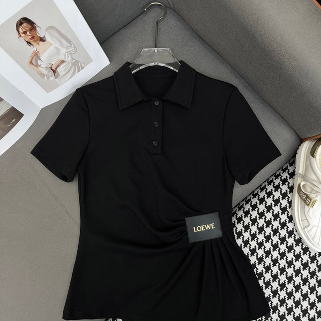 FITTED POLO SHIRT WITH PLEATED WAIST