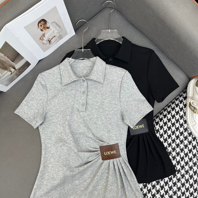 FITTED POLO SHIRT WITH PLEATED WAIST