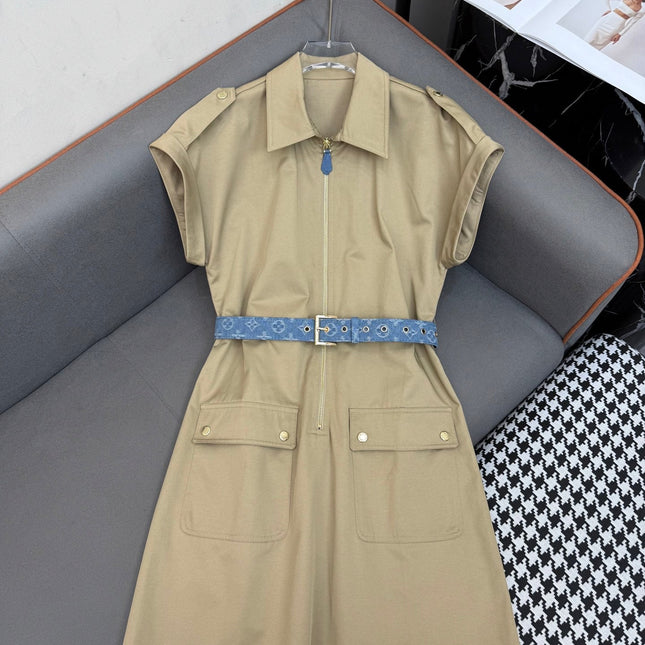 SHIRT DRESS WITH SHORT SLEEVES AND LOGO BELT 258221