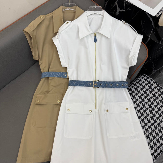 SHIRT DRESS WITH SHORT SLEEVES AND LOGO BELT 258221