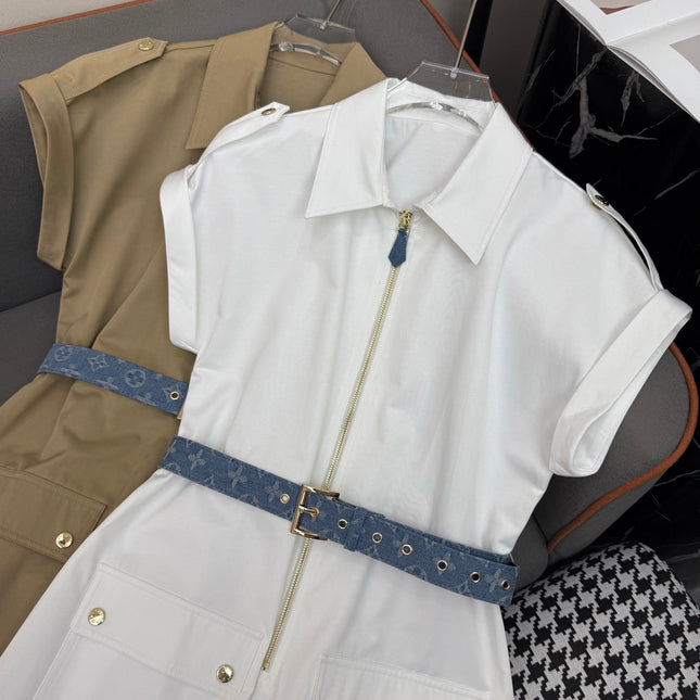 SHIRT DRESS WITH SHORT SLEEVES AND LOGO BELT 258221