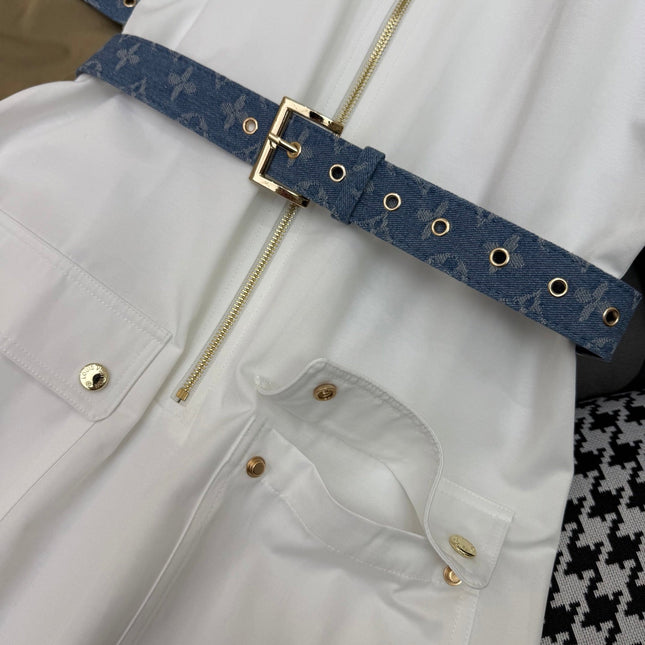 SHIRT DRESS WITH SHORT SLEEVES AND LOGO BELT 258221