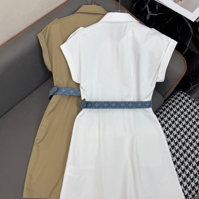 SHIRT DRESS WITH SHORT SLEEVES AND LOGO BELT 258221