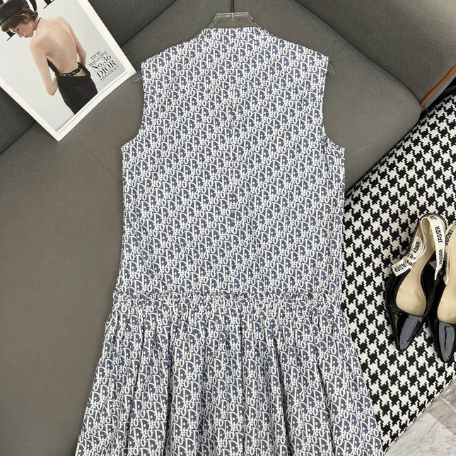 DIOR SLEEVELESS PRINTED DENIM DRESS 269128