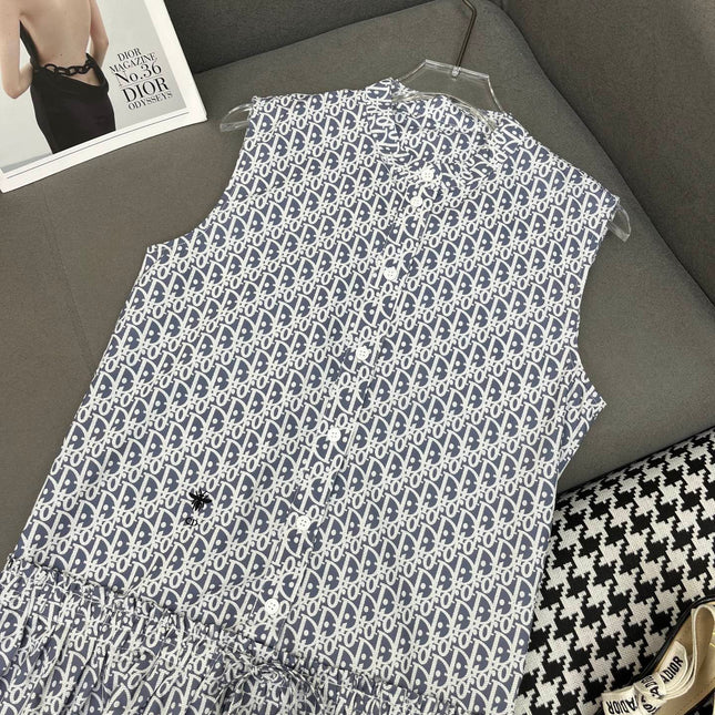 DIOR SLEEVELESS PRINTED DENIM DRESS 269128