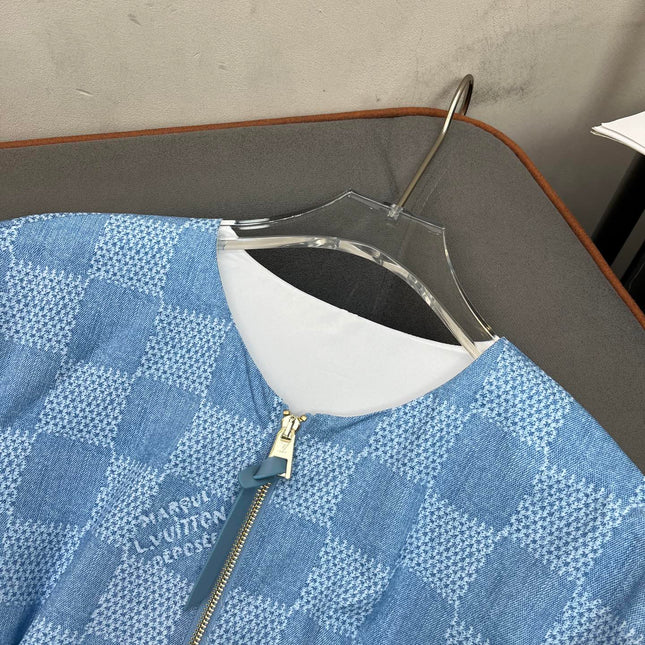 LV FRONT ZIP SLEEVELESS DRESS BLUE 25S IN POLYESTER 266638