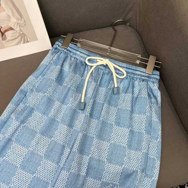 LV T SHIRT AND WIDE LEG PANTS SET BLUE 25S IN POLYESTER 266642