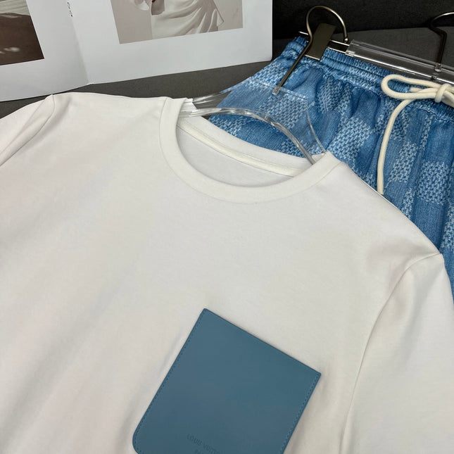 LV T SHIRT AND WIDE LEG PANTS SET BLUE 25S IN POLYESTER 266642