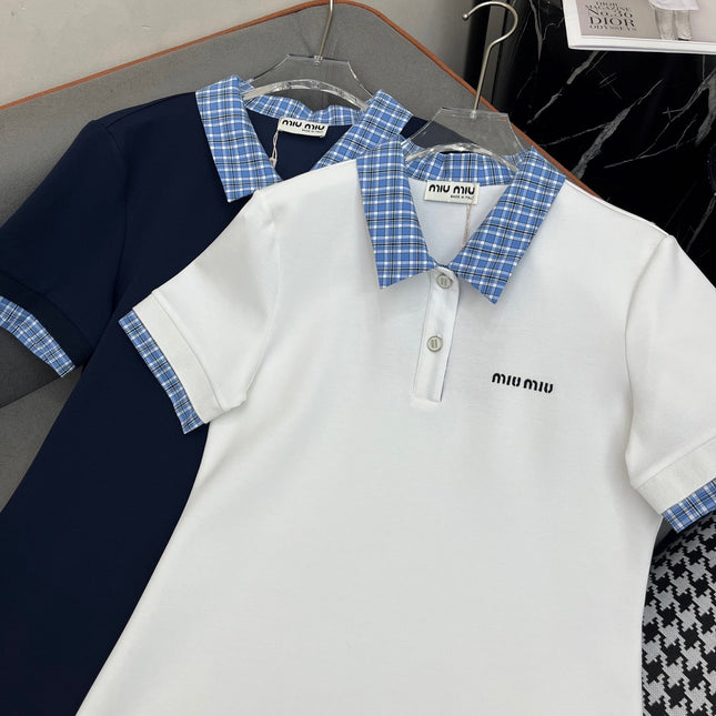 POLO SHIFT DRESS PLAID DESIGN PIQUÉ COTTON 266701