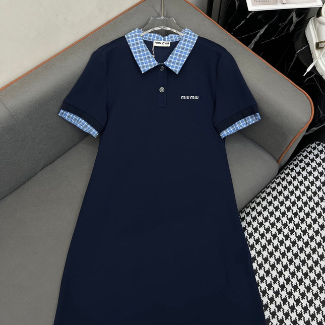 POLO SHIFT DRESS PLAID DESIGN PIQUÉ COTTON 266701