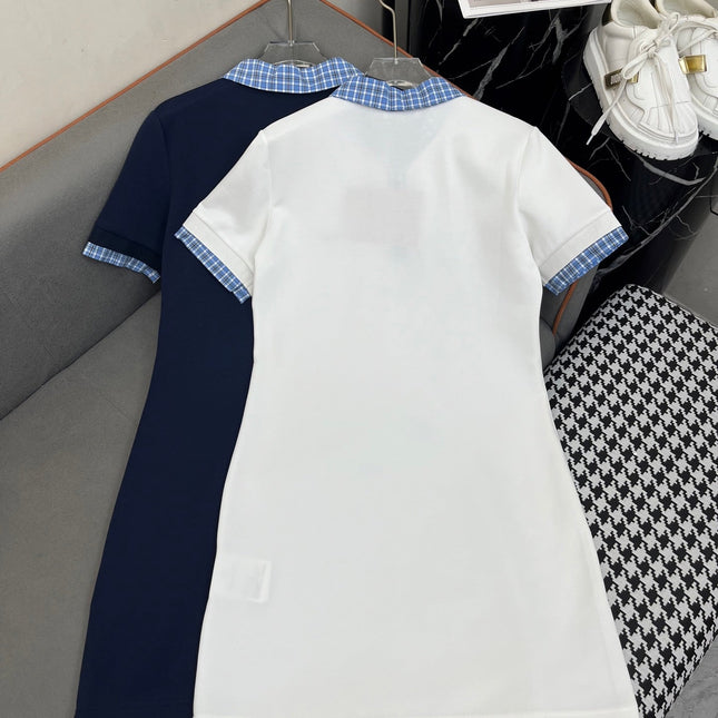POLO SHIFT DRESS PLAID DESIGN PIQUÉ COTTON 266701
