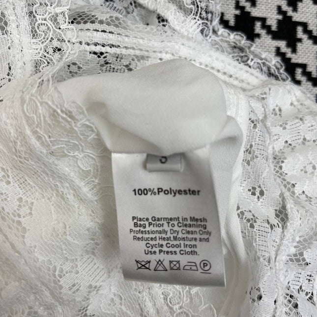 DIOR NEW DESIGN V-NECK LACE BLOUSE WITH PUFF SLEEVES