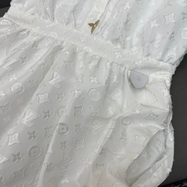WHITE EMBOSSED LOGO DRESS