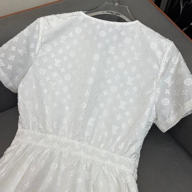 WHITE EMBOSSED LOGO DRESS