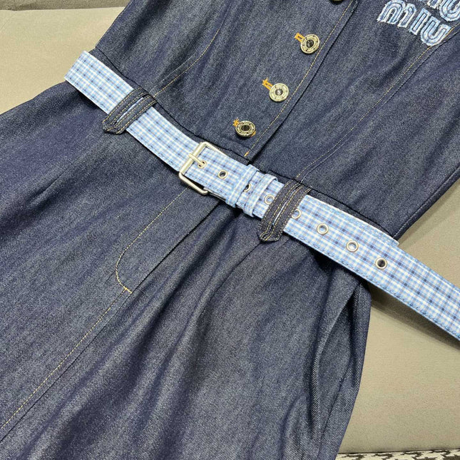 SLEEVELESS DENIM DRESS DARK INDIGO 266710