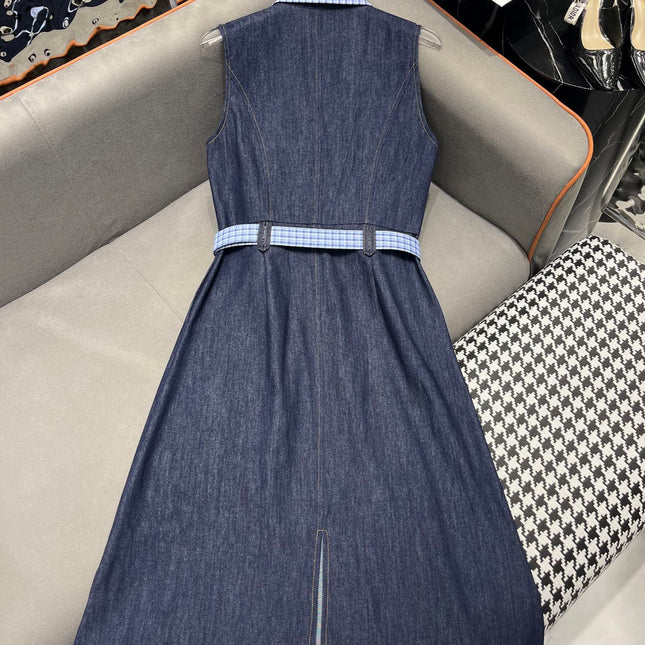 SLEEVELESS DENIM DRESS DARK INDIGO 266710