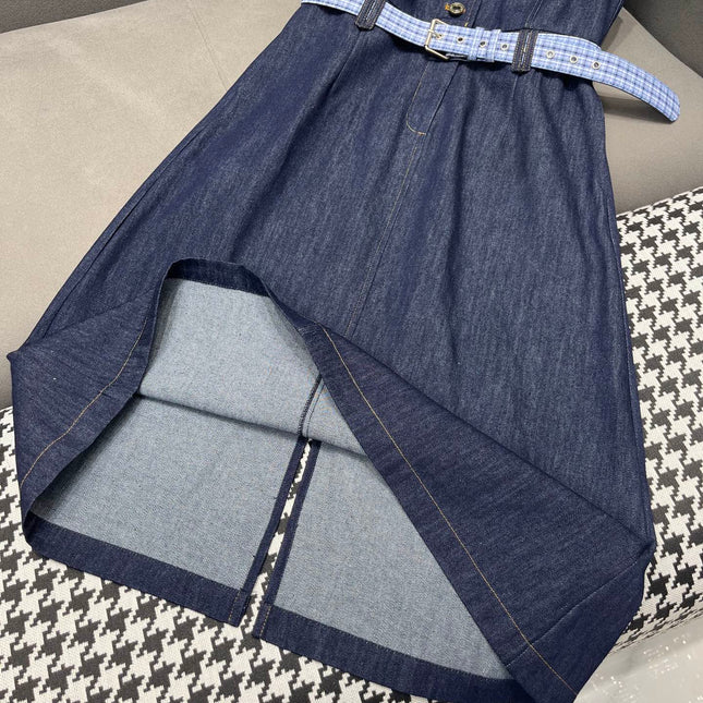 SLEEVELESS DENIM DRESS DARK INDIGO 266710