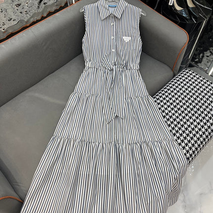 SLEEVELESS STRIPED SHIRT DRESS