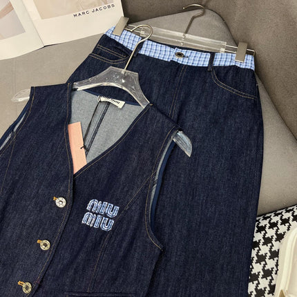 SET SLEEVELESS TOP AND DENIM PANTS 263282