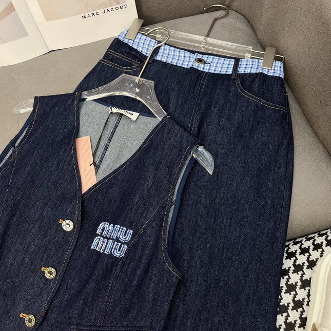 SET SLEEVELESS TOP AND DENIM PANTS 263282
